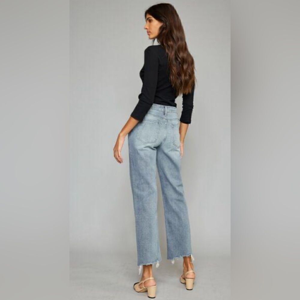 KANCAN HIGH WAIST RAW HEM CROPPED WIDE LEG JEANS -Size 15 - Picture 5 of 9